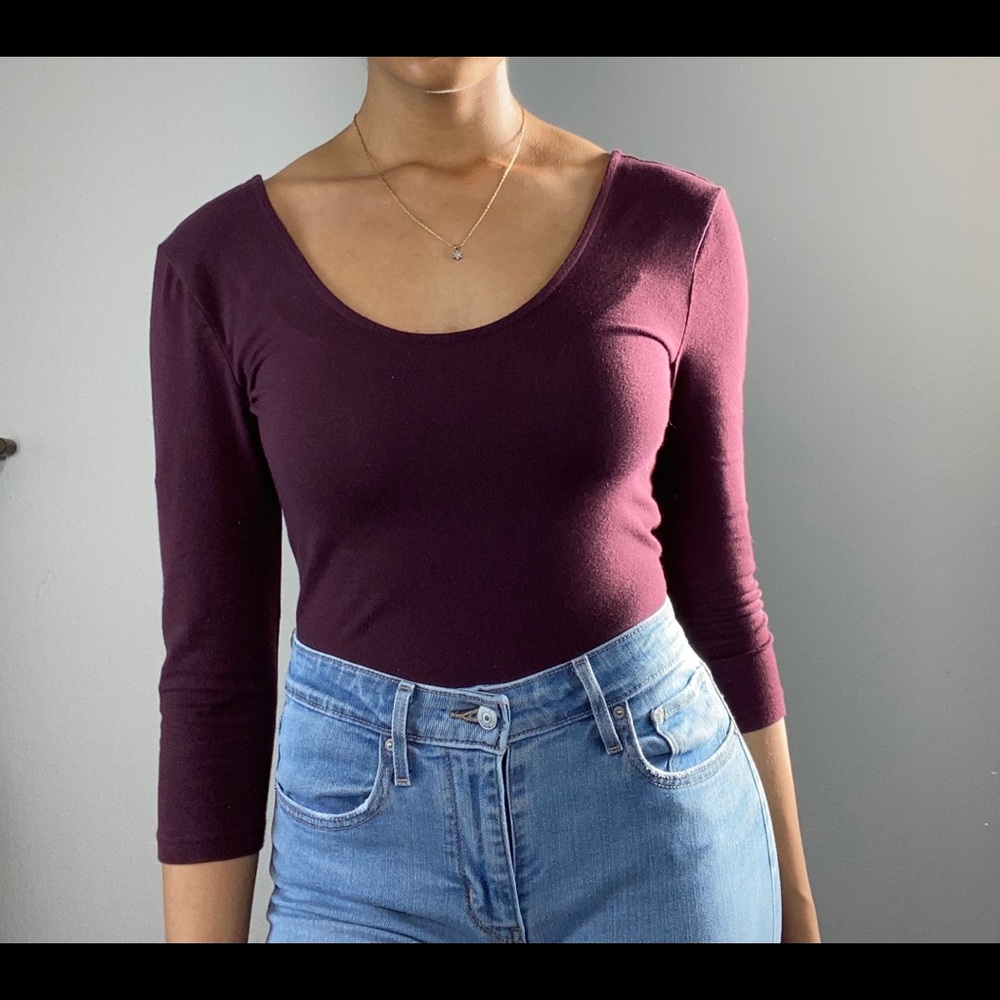 Maroon semi-long sleeve body suit